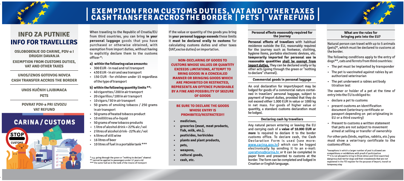 Customs Administration - Cross-border movement of pets.
